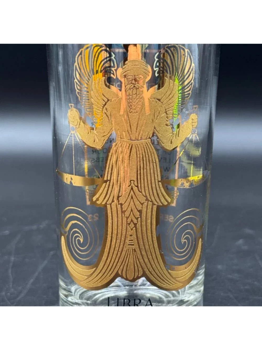 Vintage 1970s Anchor Hocking Zodiac Astrology Libra Gold Highball Glass